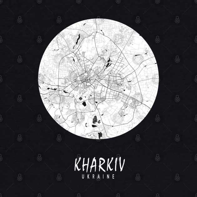 Kharkiv, Ukraine City Map - Full Moon by deMAP Studio